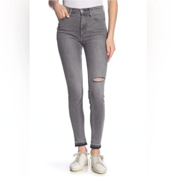 Current / Elliott Stiletto Gray Wash Released Raw Hem Skinny Jeans • Size 26 🔴 - Picture 1 of 3